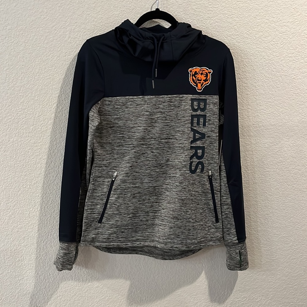 CHICAGO BEARS Women’s Long Sleeve Cow Neck Sweatshirt Hoodie Gray/ Navy Blue S